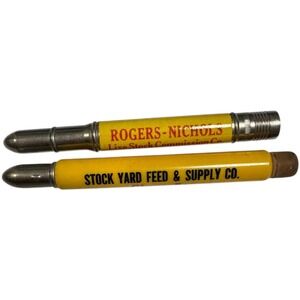 Vtg Advertising Bullet Pencil Lot Rogers Nichols Stock‎ Yard Feed Chore Boy